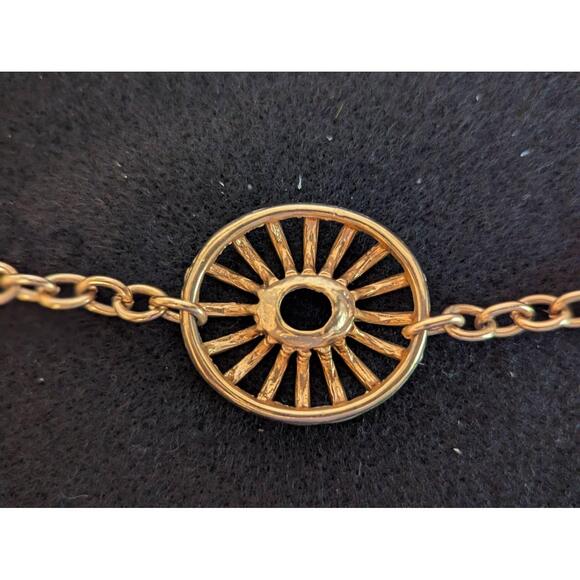 Vintage Necklace Womens 17 Inch Gold Tone Circle Hook Closure Statement Elegant - Picture 4 of 11